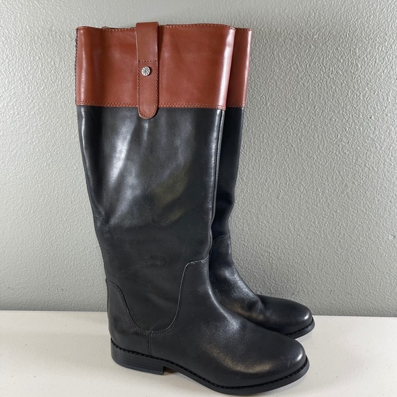 Isaac Mizrahi Shoes - Isaac Mizrahi Live Women's 7 Black and Brown Back Zip‎ Riding Boots